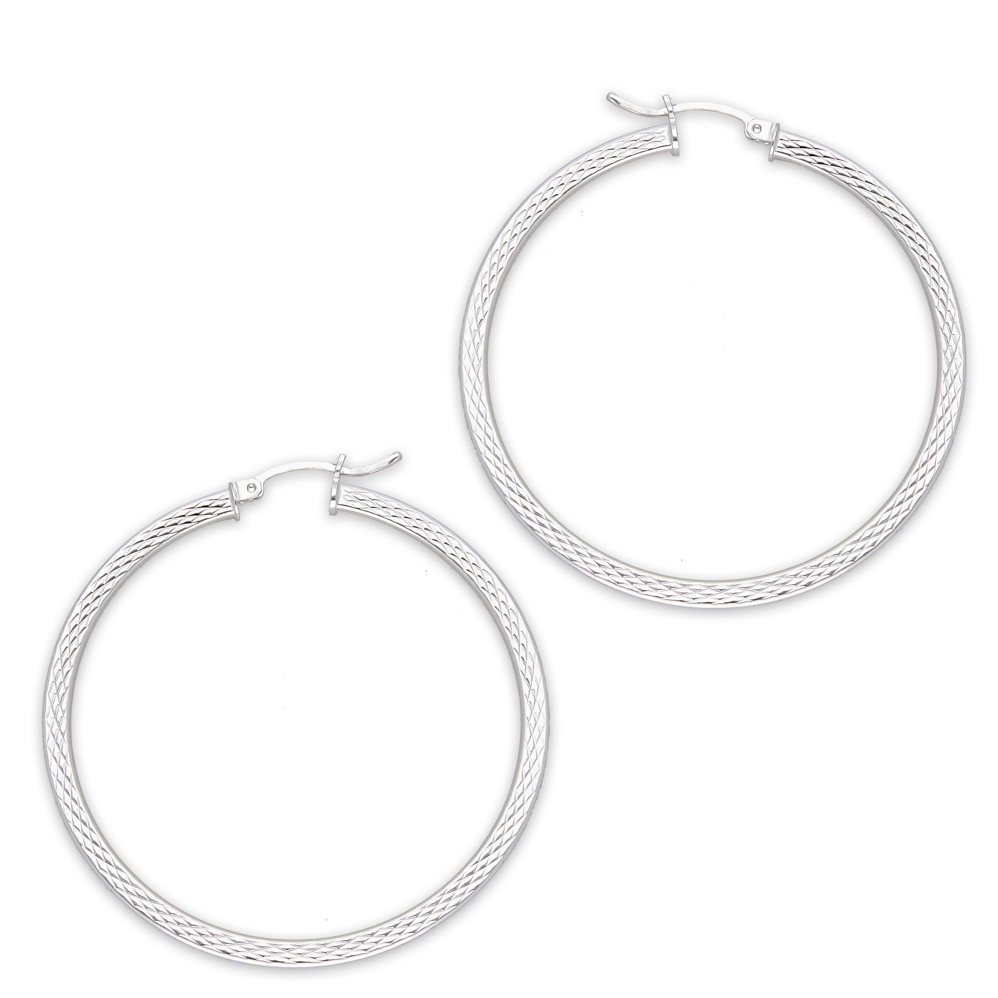 LPADI039 Arracada Diamantada Tubo Grueso Cuadrado Radial 3 mm 5 cm de Diámetro en Plata .925 5385002204