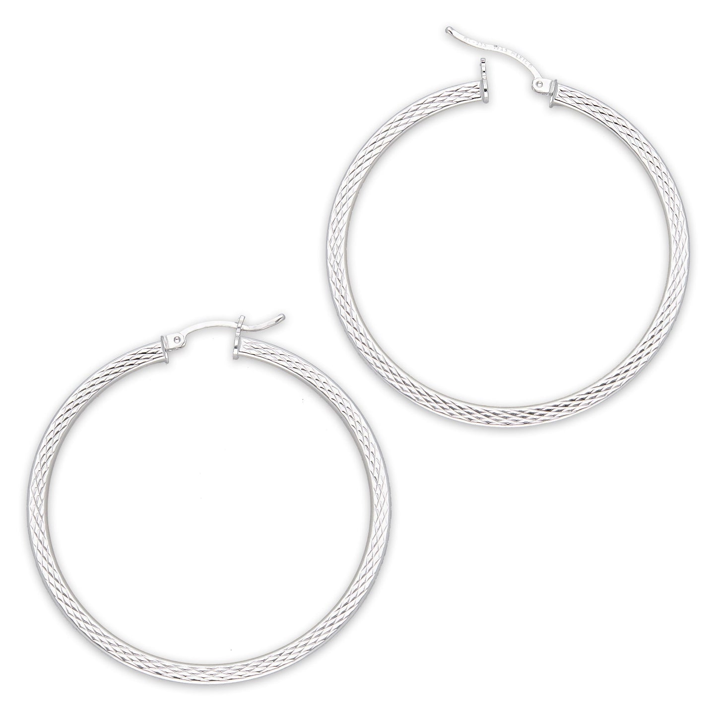 LPADI039 Arracada Diamantada Tubo Grueso Cuadrado Radial 3 mm 5 cm de Diámetro en Plata .925 5385002204