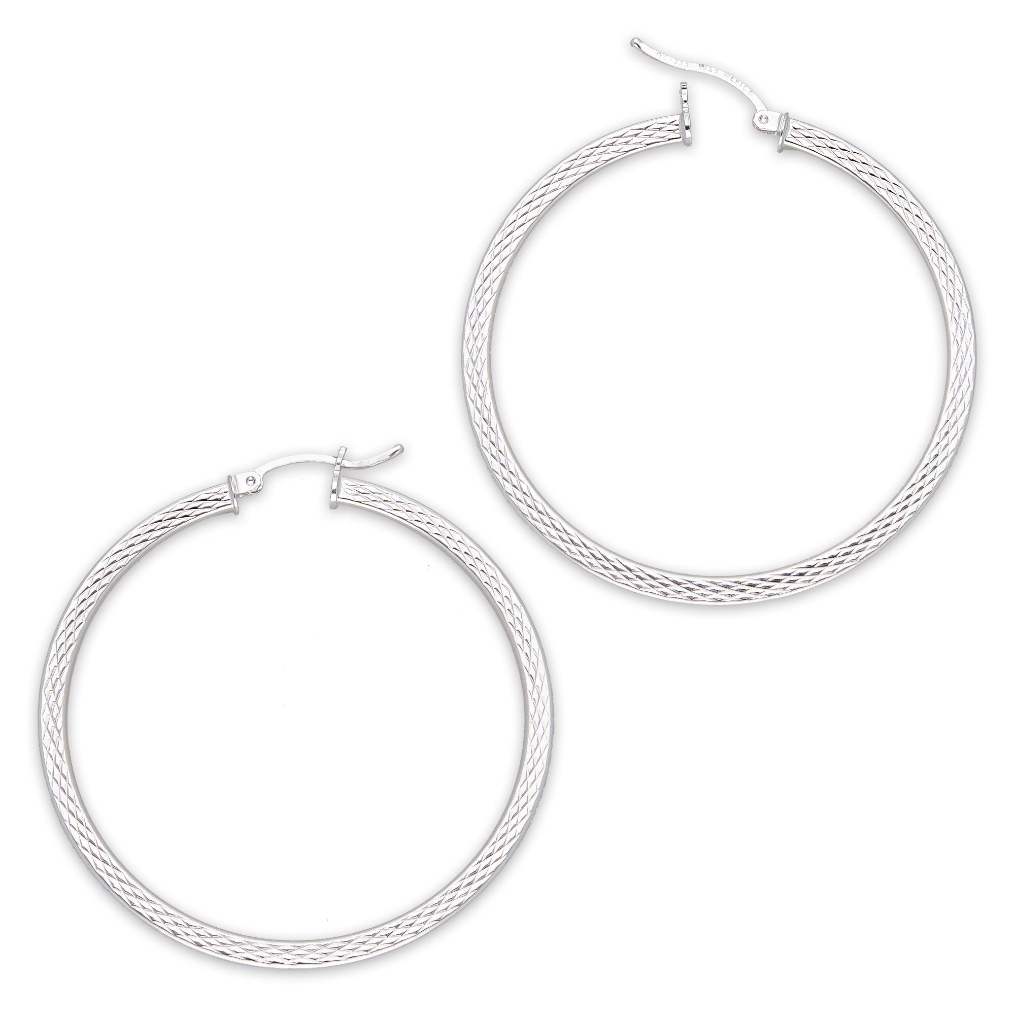 LPADI039 Arracada Diamantada Tubo Grueso Cuadrado Radial 3 mm 5 cm de Diámetro en Plata .925 5385002204