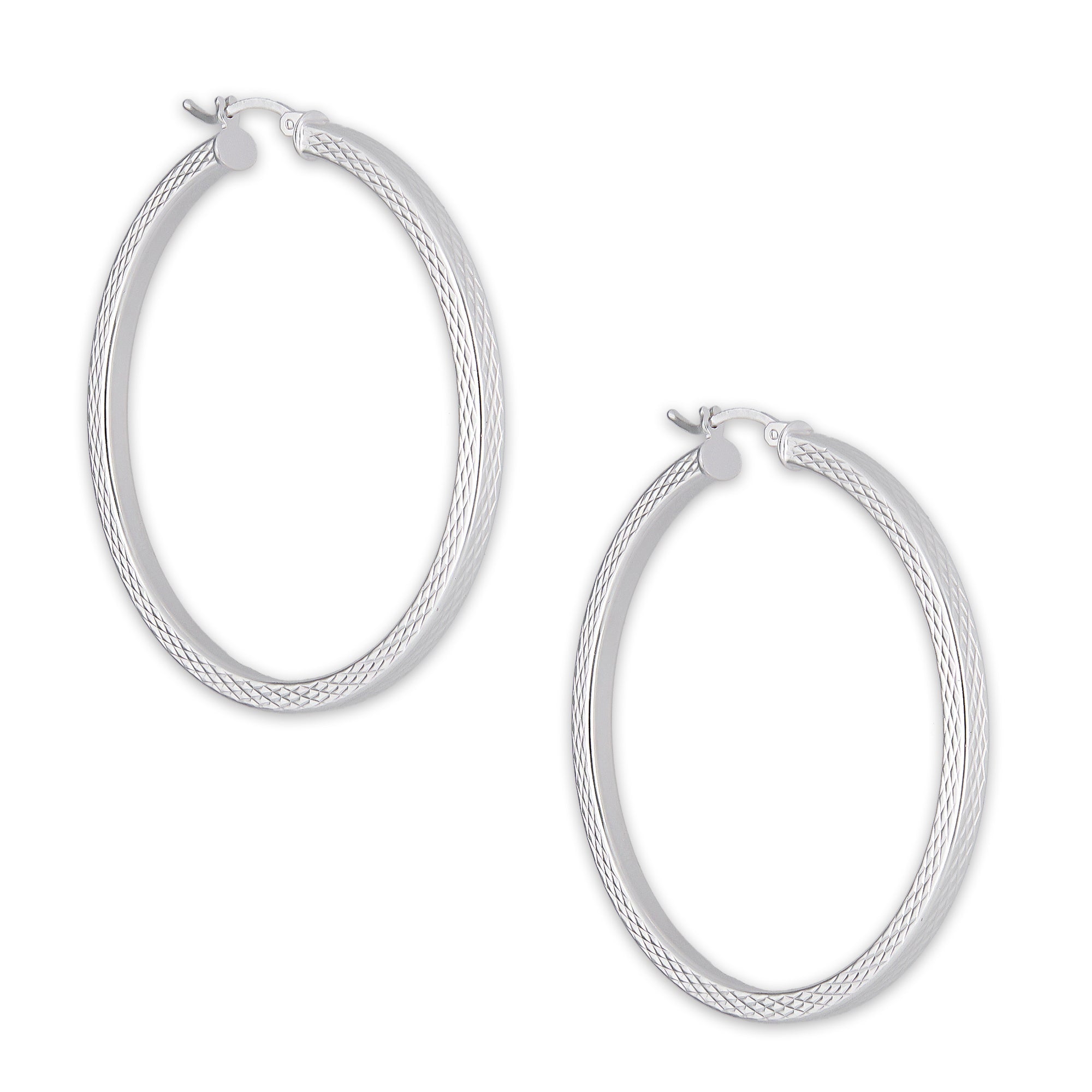 LPADI039 Arracada Diamantada Tubo Grueso Cuadrado Radial 3 mm 5 cm de Diámetro en Plata .925 5385002204