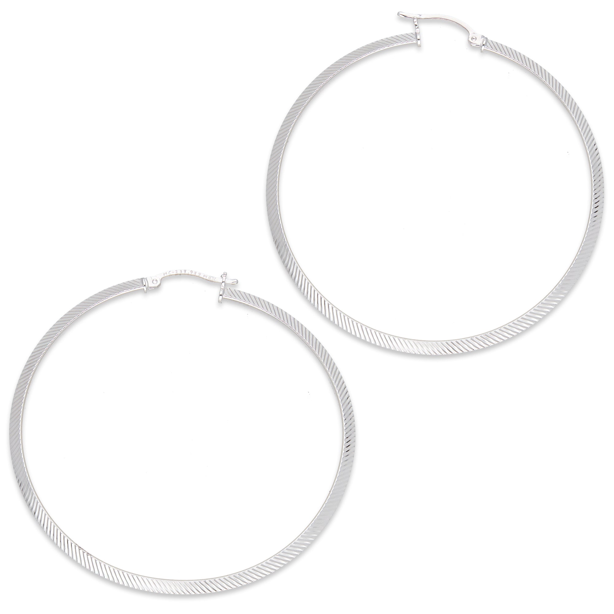 LPADI040 Arracada Diamantada Tubo Grueso Triangular Radial 3 mm 6 cm de Diámetro en Plata .925 5385002202