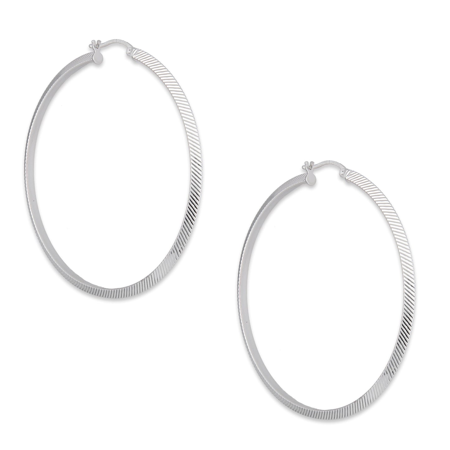 LPADI040 Arracada Diamantada Tubo Grueso Triangular Radial 3 mm 6 cm de Diámetro en Plata .925 5385002202