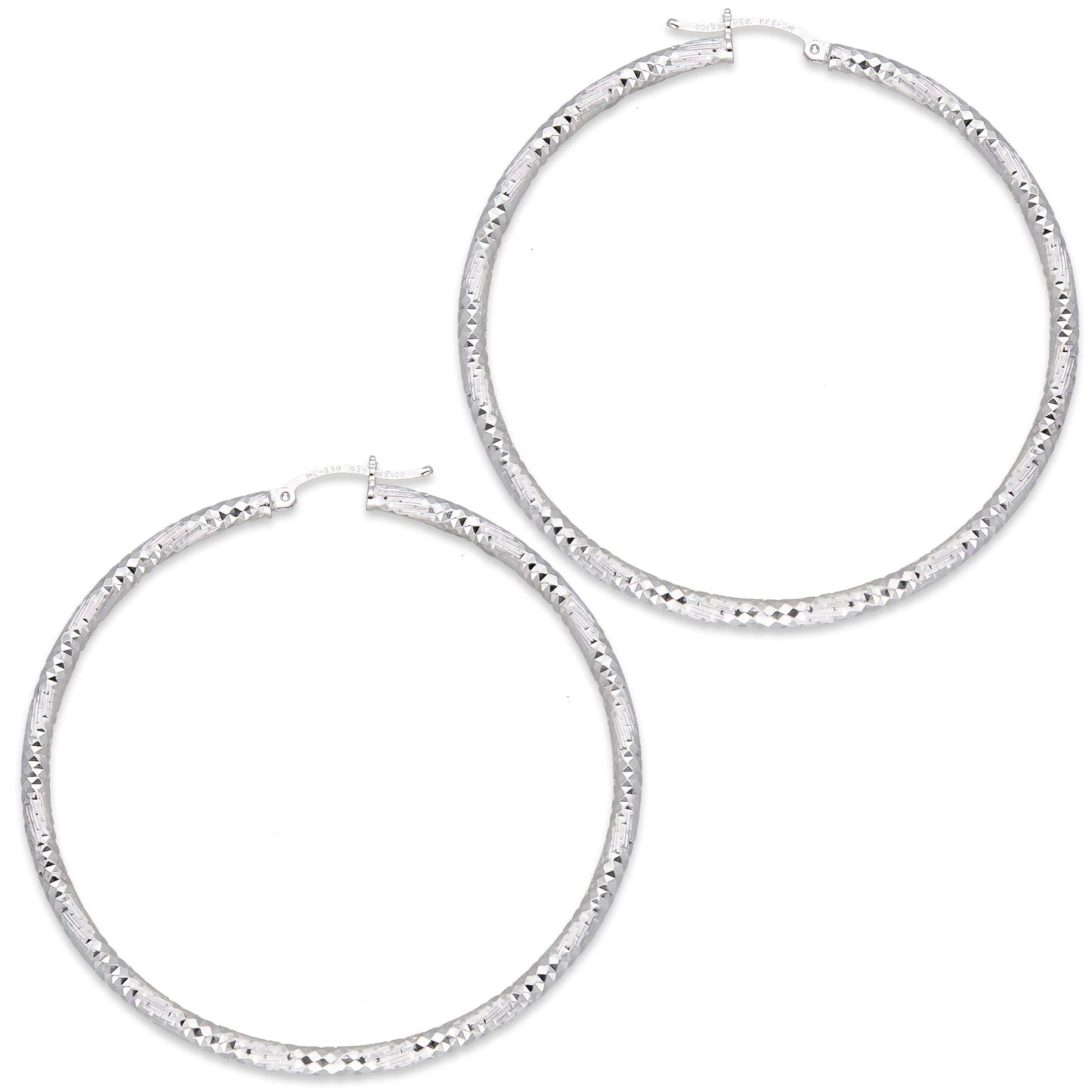LPADI041 Arracada Diamantada Tubo Grueso Redondo Espiral Panal 3 mm 6.2 cm de Diámetro en Plata .925 2948047527