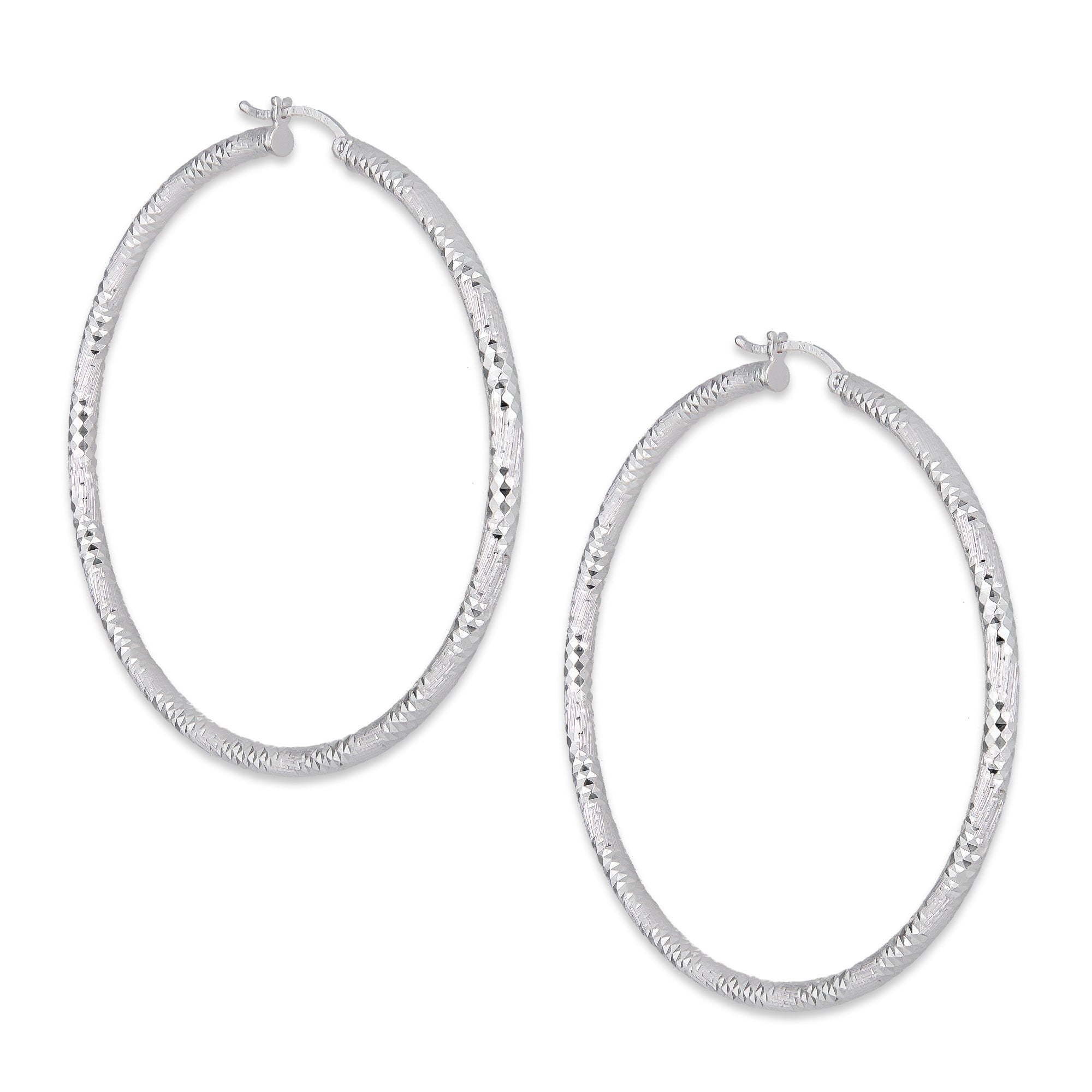 LPADI041 Arracada Diamantada Tubo Grueso Redondo Espiral Panal 3 mm 6.2 cm de Diámetro en Plata .925 2948047527