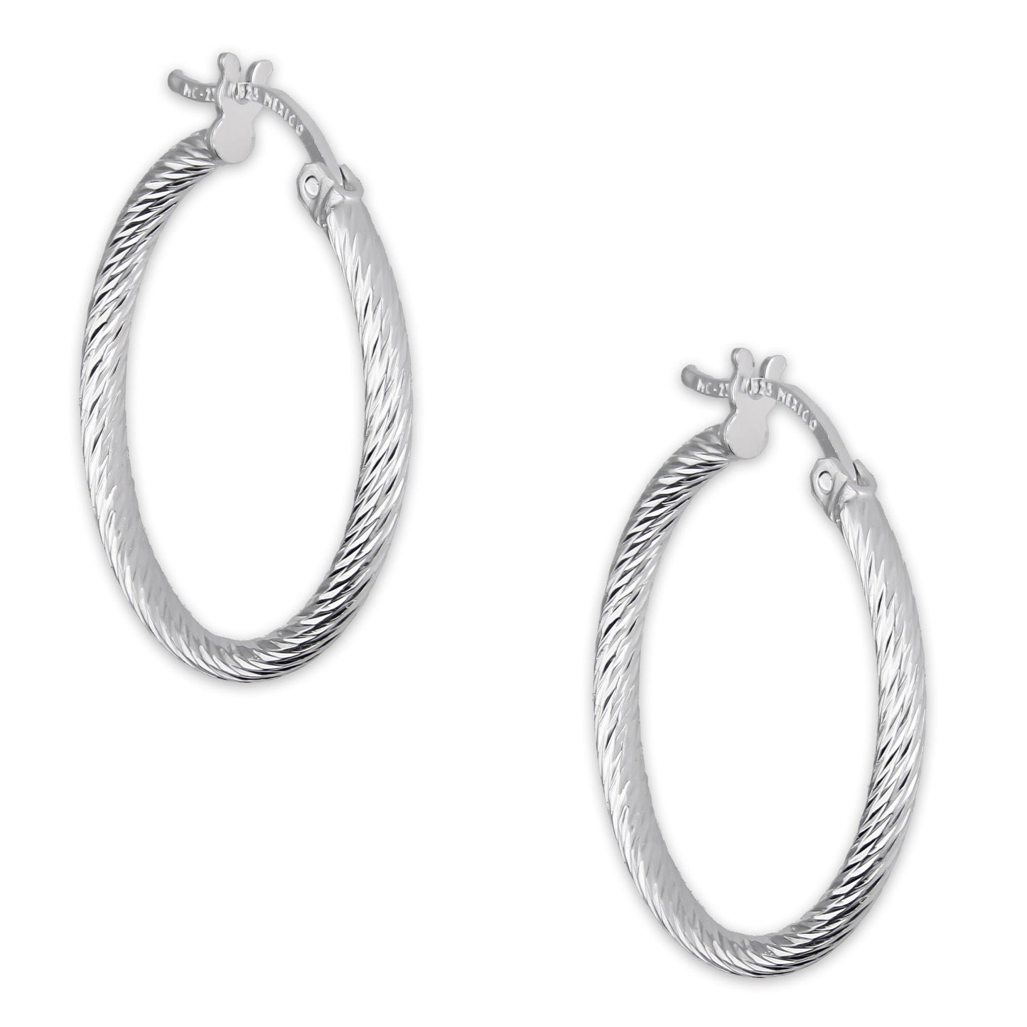 LPADI043 Arracada Diamantada Espiral 2.4 cm Tubo 2 mm en Plata .925 5576420876