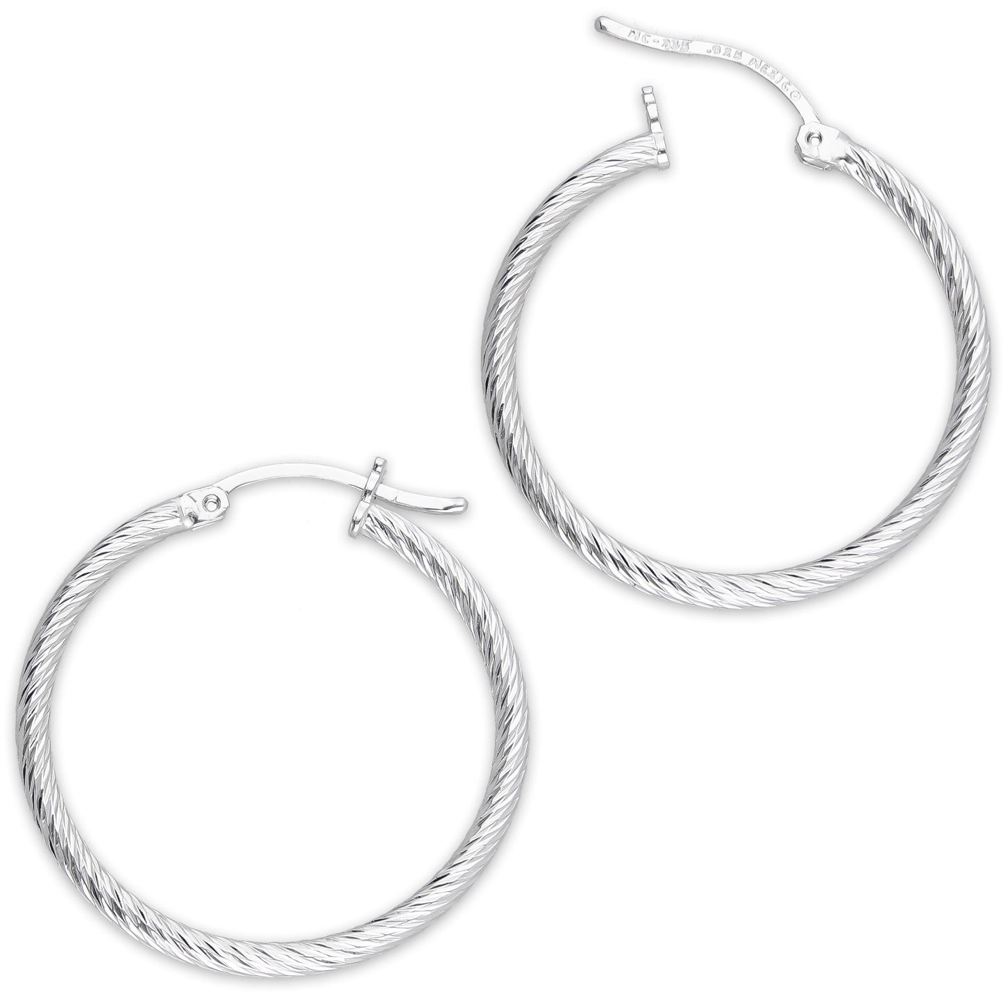 LPADI044 Arracada Diamantada Espiral 2.9 cm Tubo 2 mm en Plata .925 5576383606