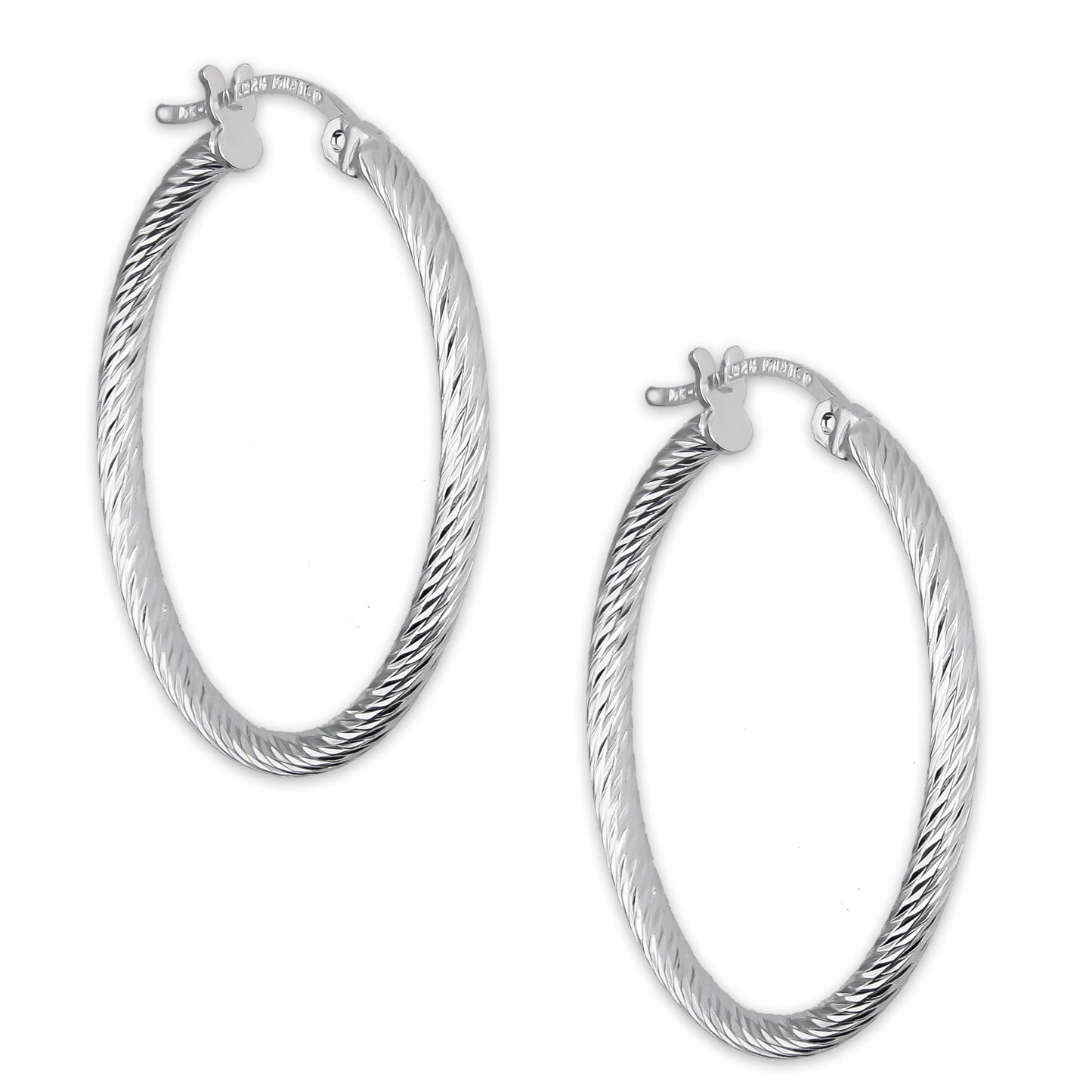 LPADI044 Arracada Diamantada Espiral 2.9 cm Tubo 2 mm en Plata .925 5576383606