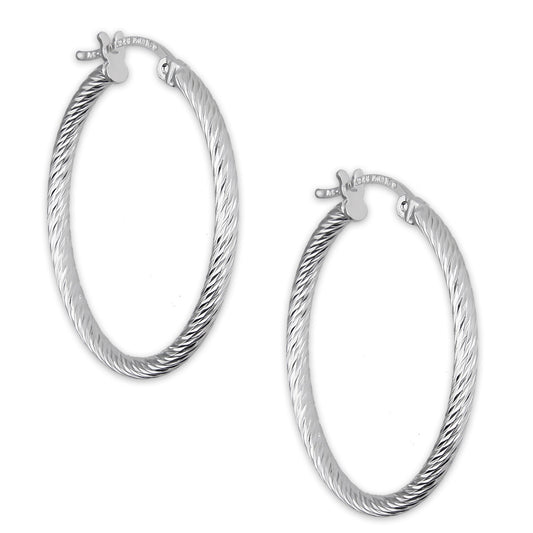 LPADI044 Arracada Diamantada Espiral 2.9 cm Tubo 2 mm en Plata .925 5576383606