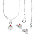 LPADJ020 Set Aretes + Dije + Cadena Cup Cake Cherry en Plata Ley .925 2778911724