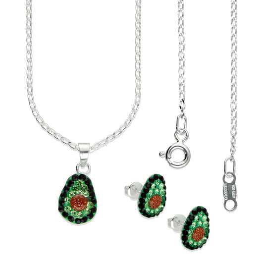 LPADJ021 Set Aretes + Dije + Cadena Aguacatito en Plata Ley .925 2780235292