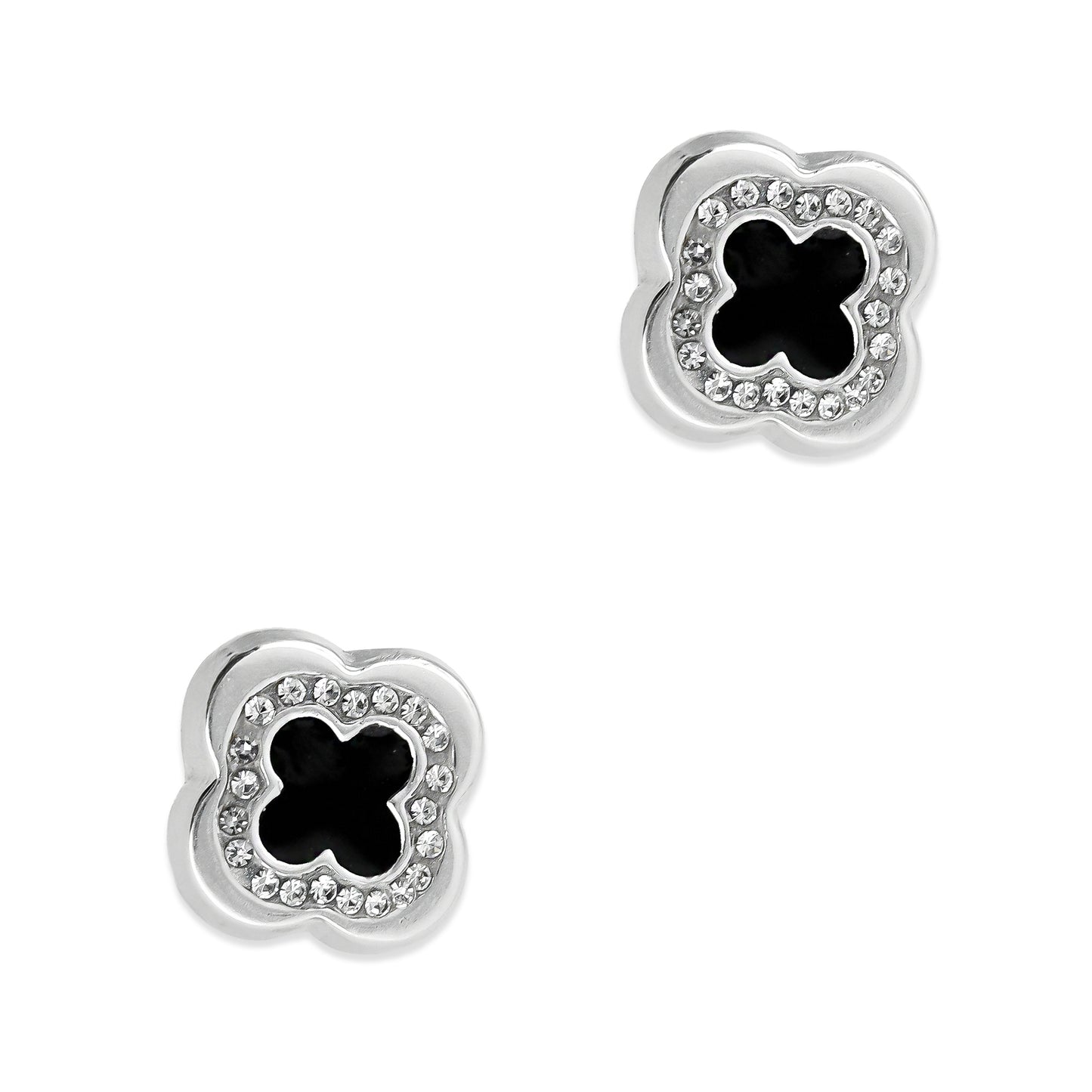 LPADJ035 Set De Aretes Y Dije Mod Trébol 3D Negro Plata .925 Taxco