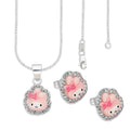 LPADJ067 Set Aretes + Dije + Cadena Melody Diámetro 2.1 cm en Plata Ley .925
