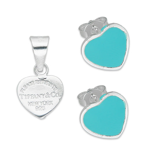 LPADJ070 Set de Aretes y Dije Tiff Diámetro 1.8 cm en Plata Ley .925