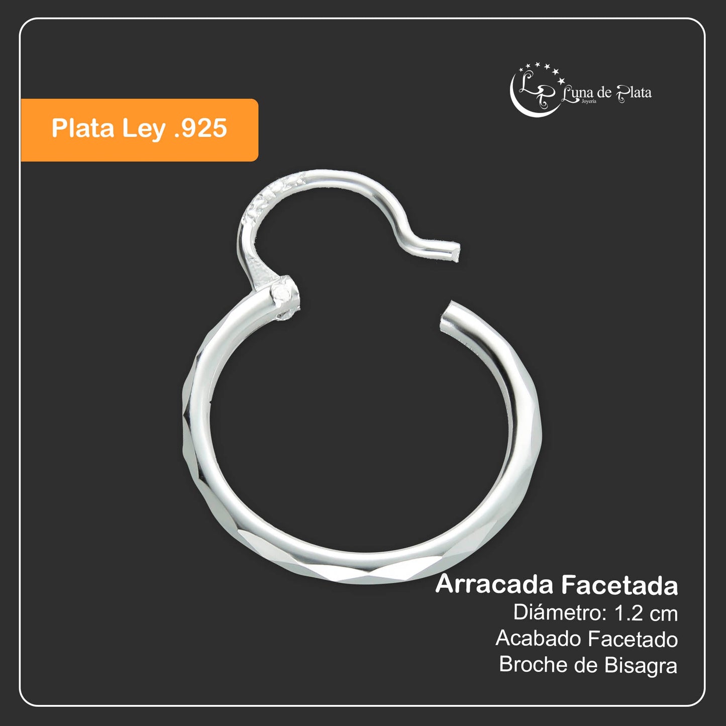 LPAF015 Arracada Facetada Plata .925 Tam 1 - 12 Mm Diámetro Taxco MLM918597552