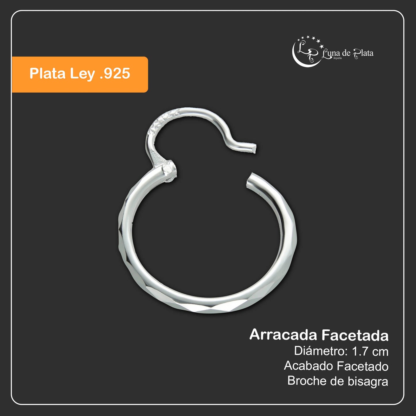 LPAF017 Arracada Facetada Plata .925 Tam 3 - 17 Mm Diámetro Taxco MLM918608819