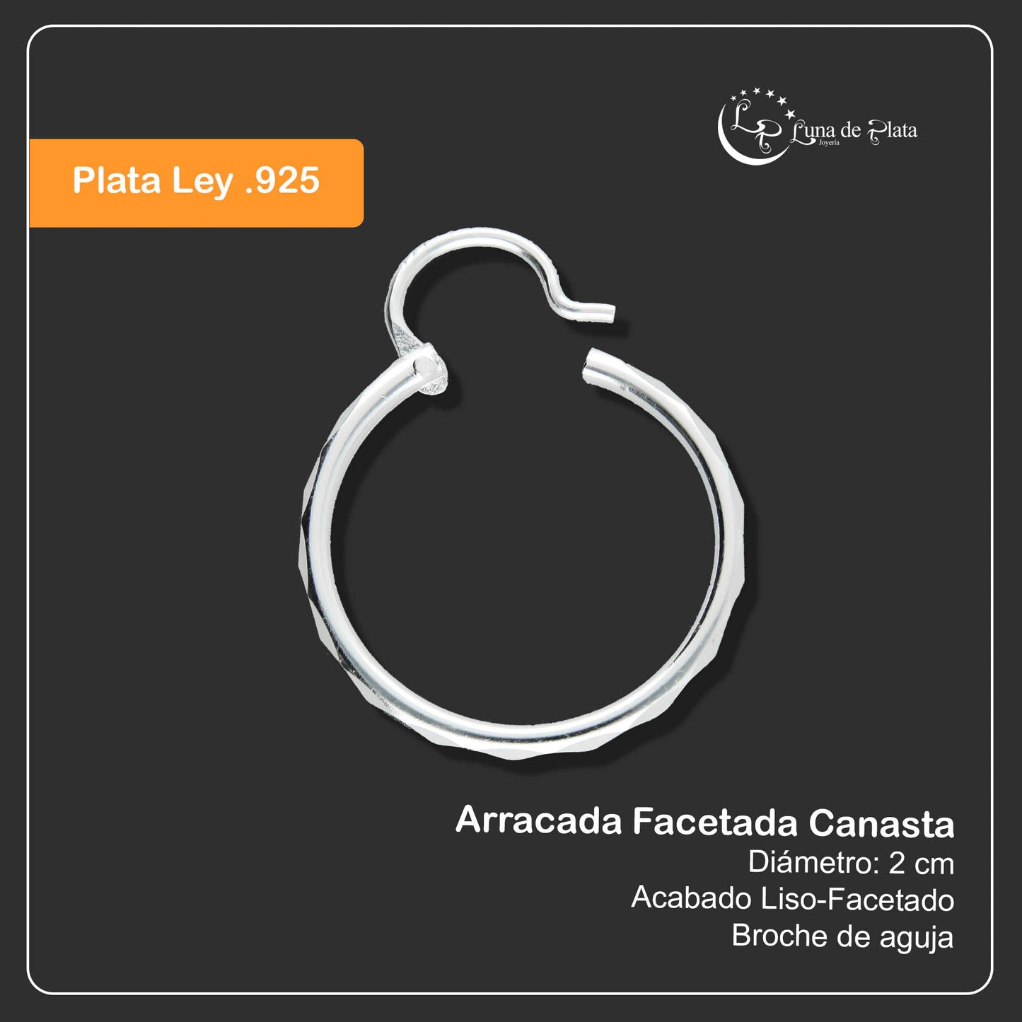 LPAF018 Arracada Facetada Plata .925 Tam 4 - 20 Mm Diámetro Taxco MLM918614876