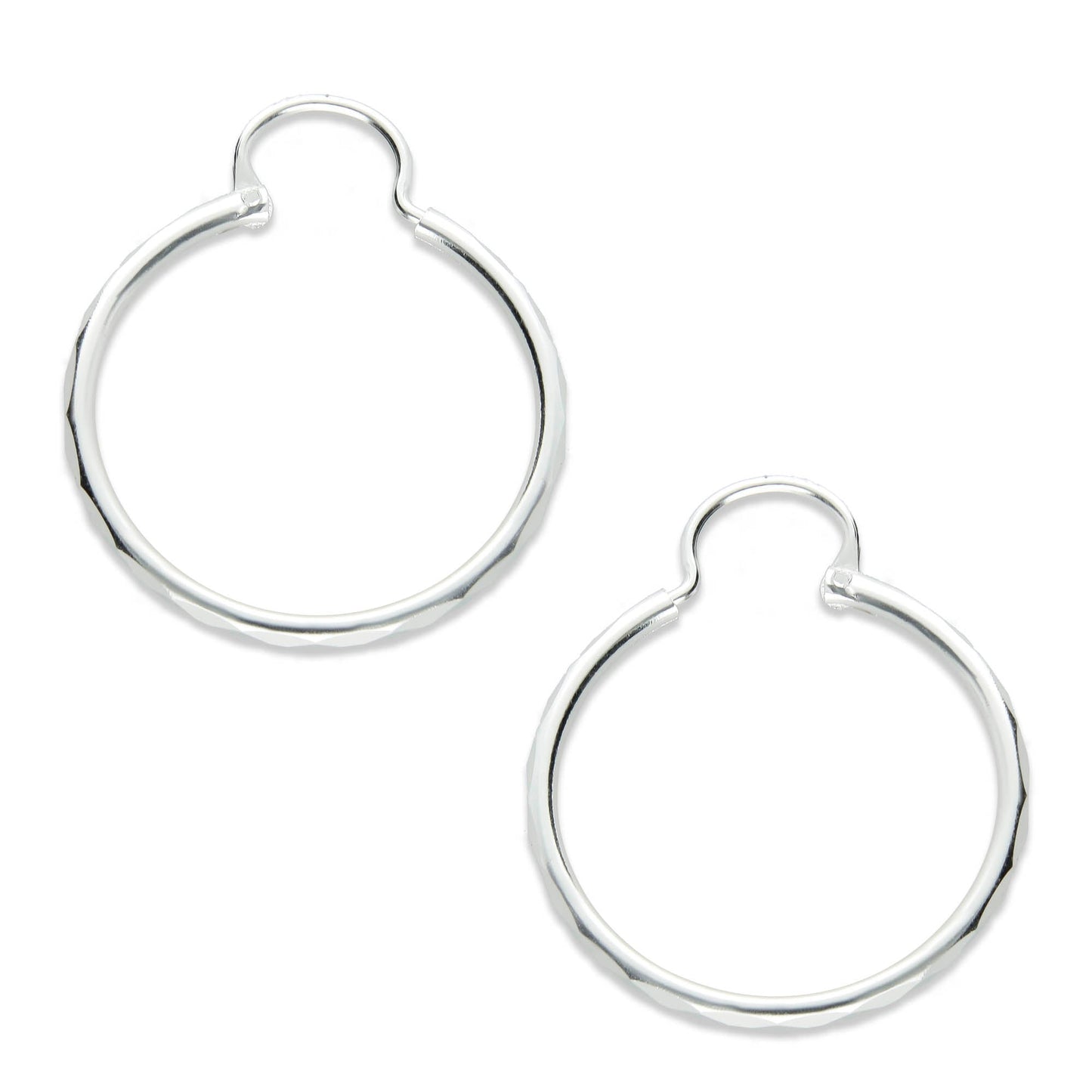 LPAF019 Arracada Facetada Plata .925 Tam 5 - 24 Mm Diámetro Taxco MLM918615309