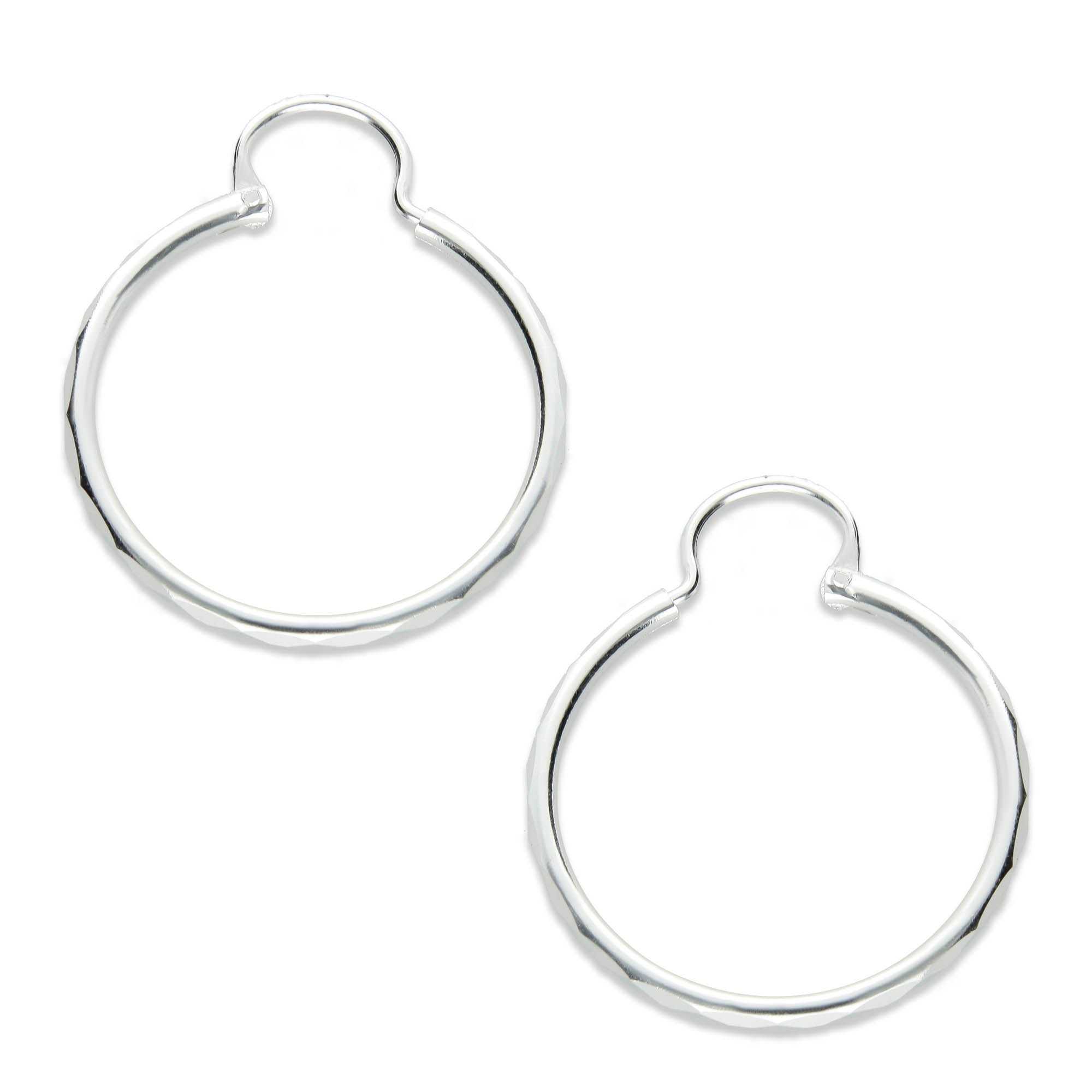 LPAF019 Arracada Facetada Plata .925 Tam 5 - 24 Mm Diámetro Taxco MLM918615309