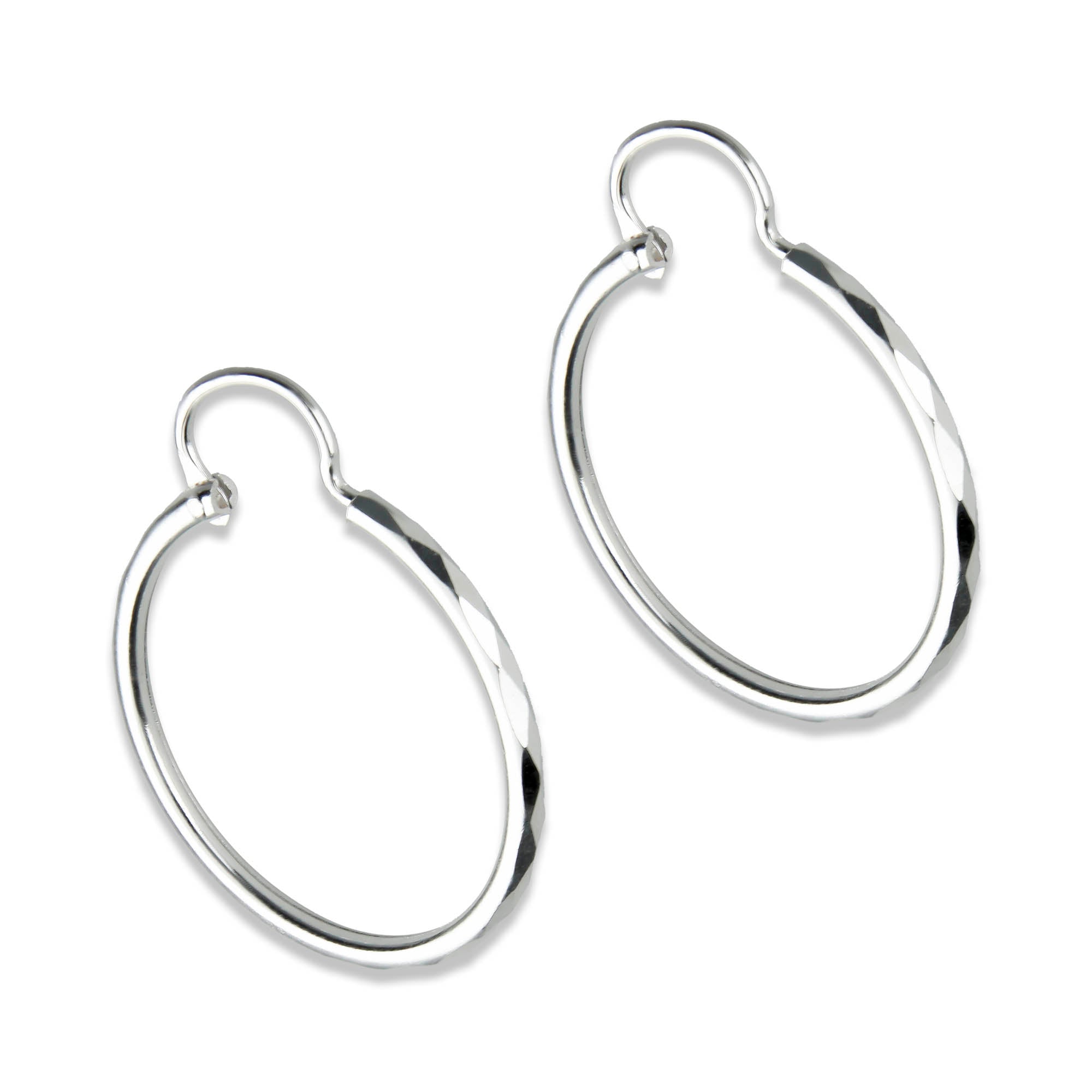 LPAF019 Arracada Facetada Plata .925 Tam 5 - 24 Mm Diámetro Taxco MLM918615309