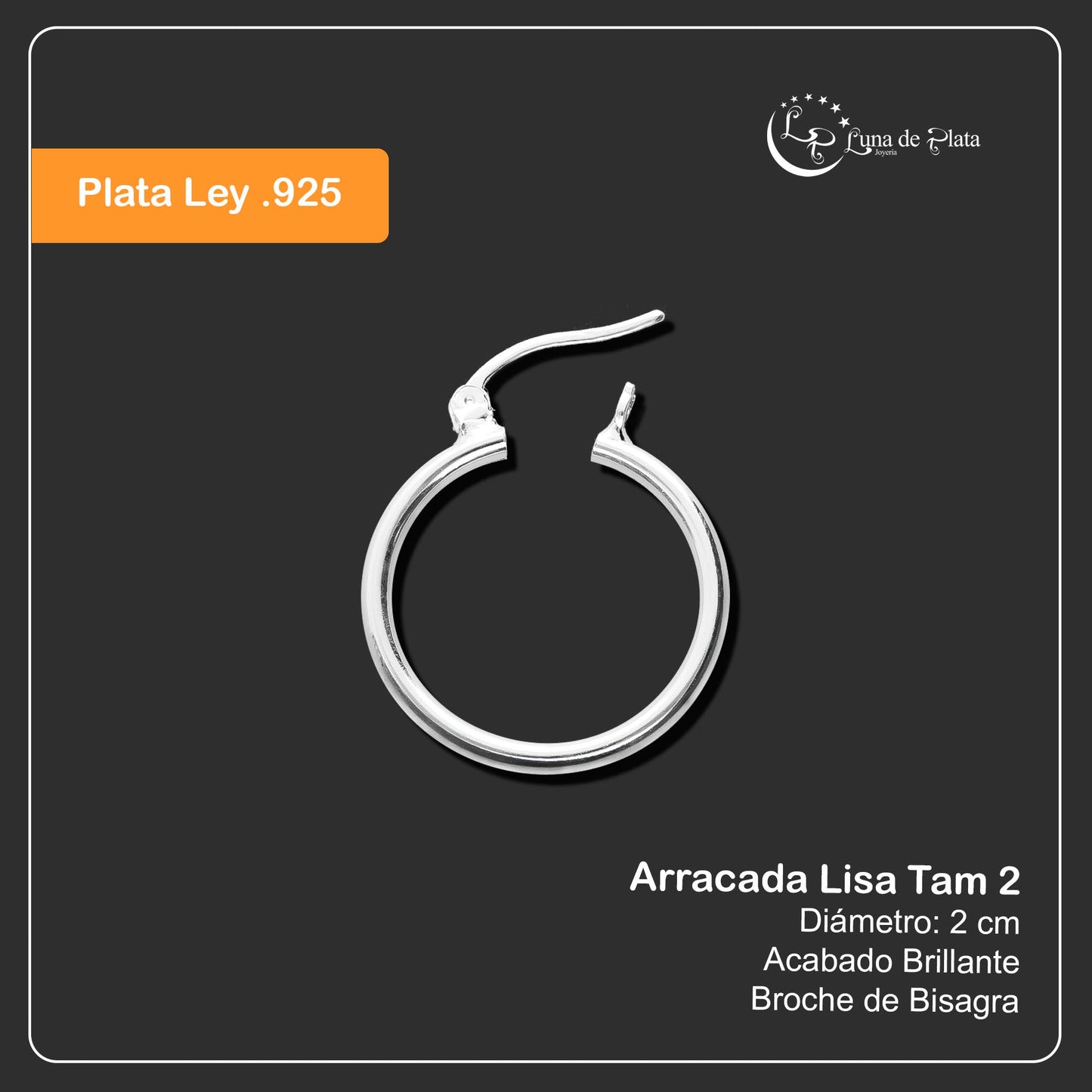 LPAL002 Arracada Lisa Plata .925 Tam 2 20 Mm X 2.2 Taxco Mayoreo MLM919344469