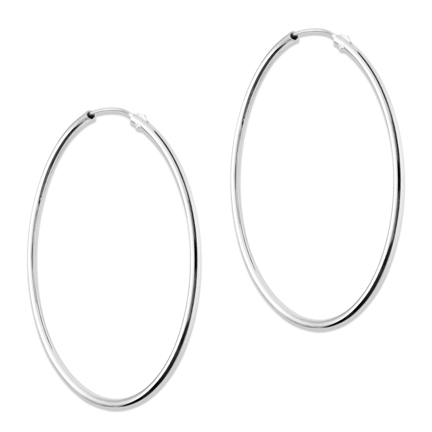 LPAL022 Arracada De Tubo Lisa 50 Mm Diametro En Plata .925 Tam 10 MLM809041406