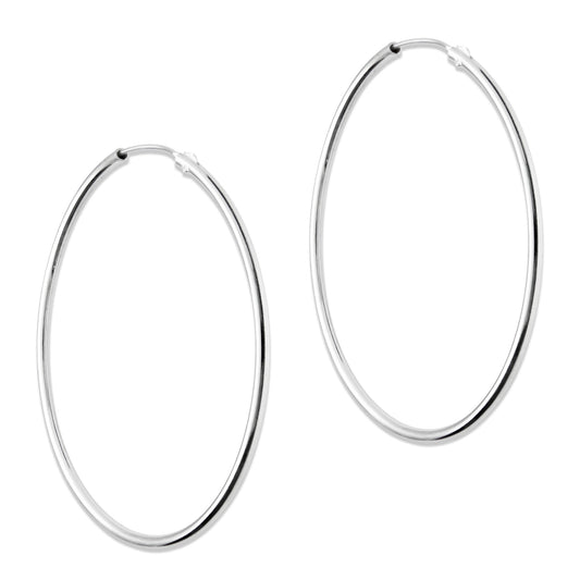 LPAL022 Arracada De Tubo Lisa 50 Mm Diametro En Plata .925 Tam 10 MLM809041406
