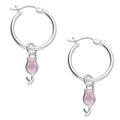 LPYAL003 Arracada Lisa con Colgante 19 mm Tulipán Rosa en Plata .925 5465072486