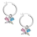 LPYAL008 Arracada Lisa con Colgante 19 mm Mariposa 4 P Multicolor en Plata .925 5465110722
