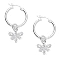 LPYAL013 Arracada Lisa con Colgante 19 mm Libélula Blanca en Plata .925 5465072482