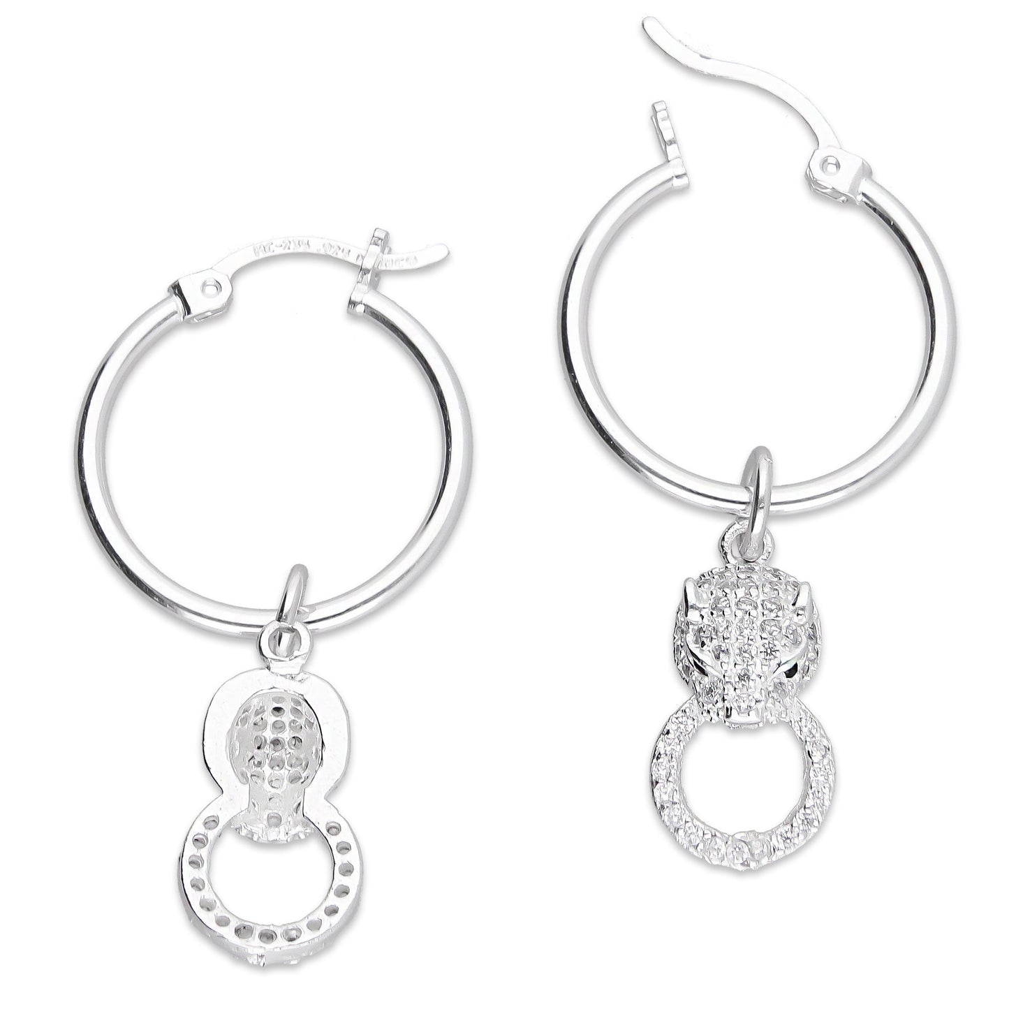 LPYAL015 Arracada Lisa con Colgante 19 mm Jaguar Círculo en Plata .925 5465300206