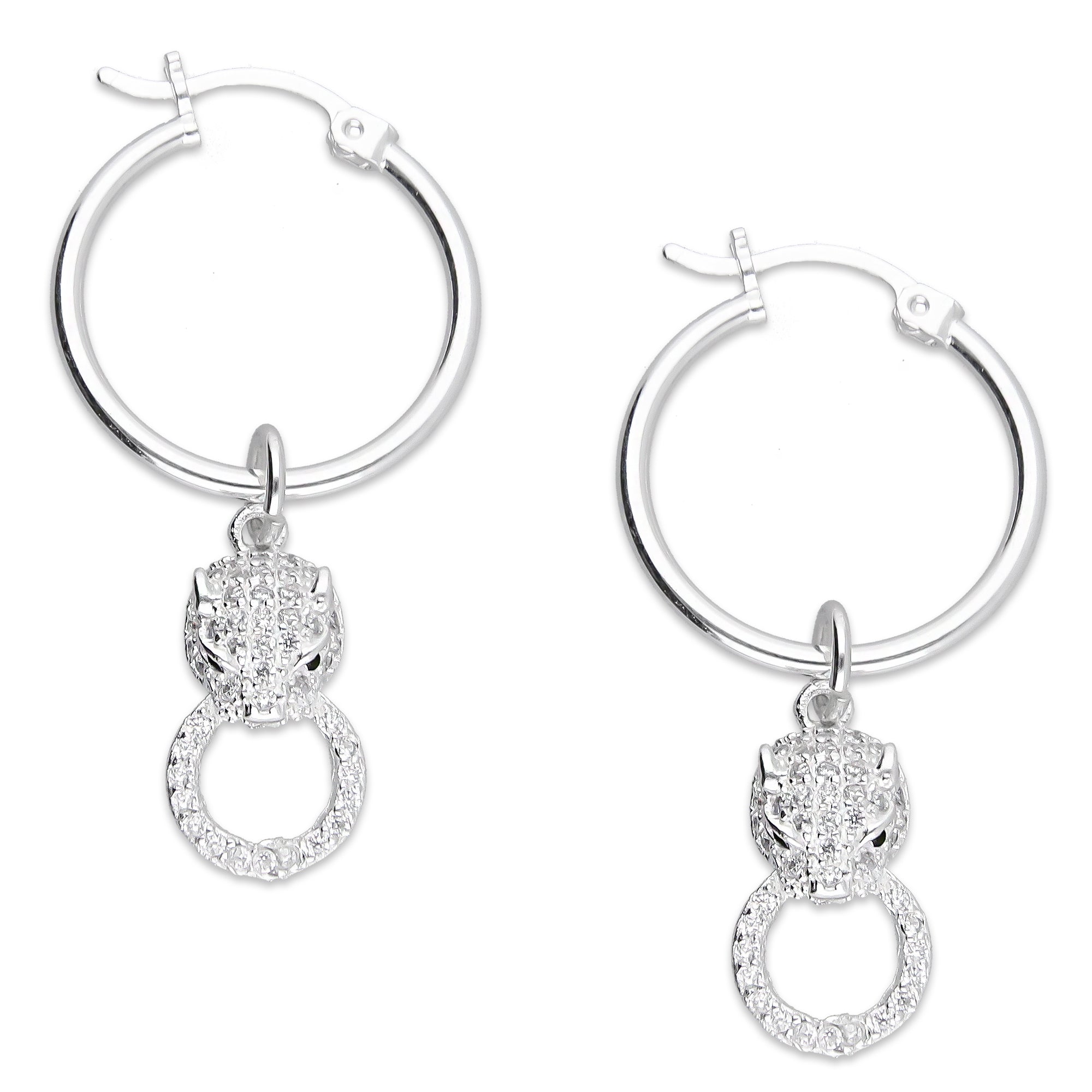 LPYAL015 Arracada Lisa con Colgante 19 mm Jaguar Círculo en Plata .925 5465300206