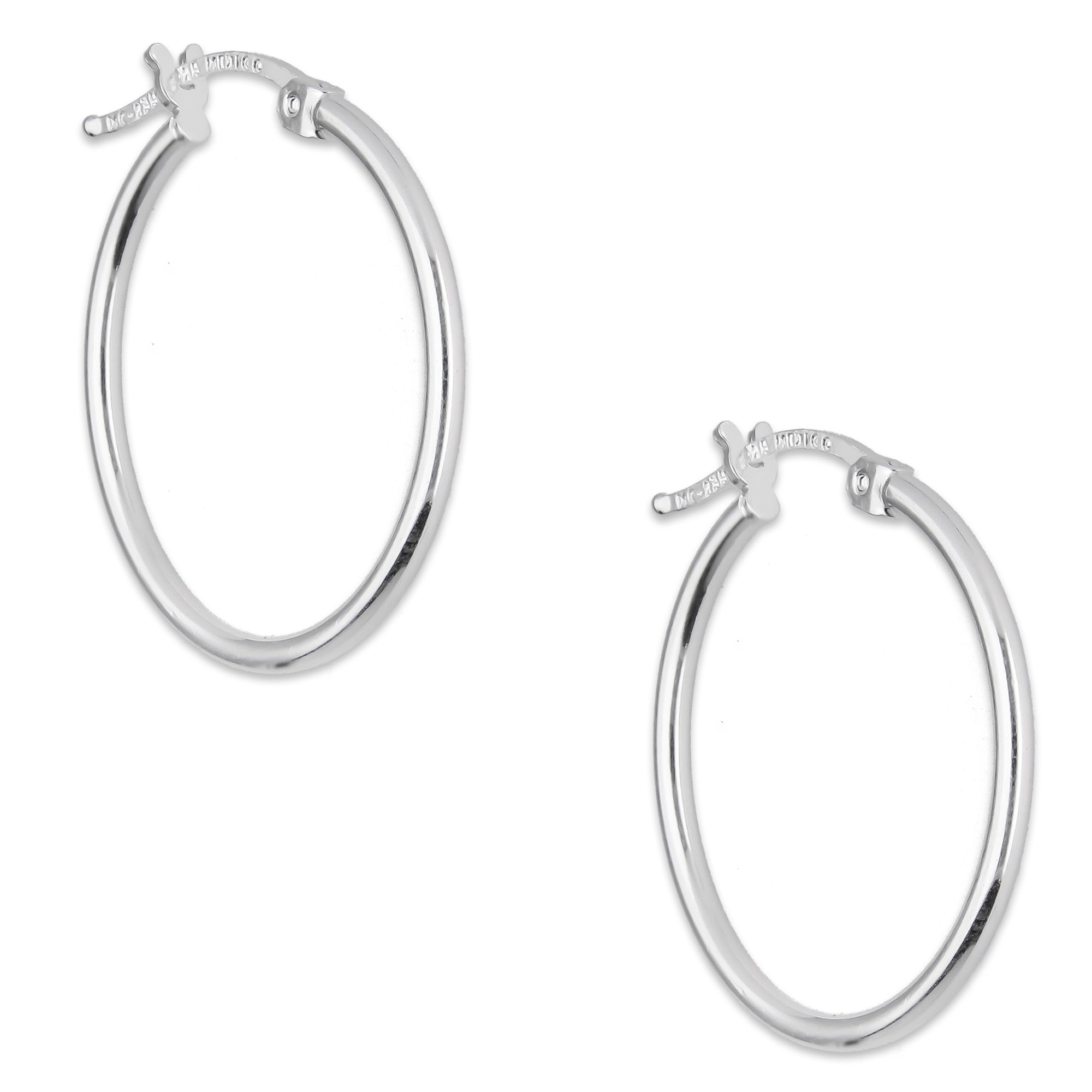 LPAL066 Arracada de Tubo 1.8 mm Lisa Horqueta 2.4 cm Diametro en Plata .925 5570389668