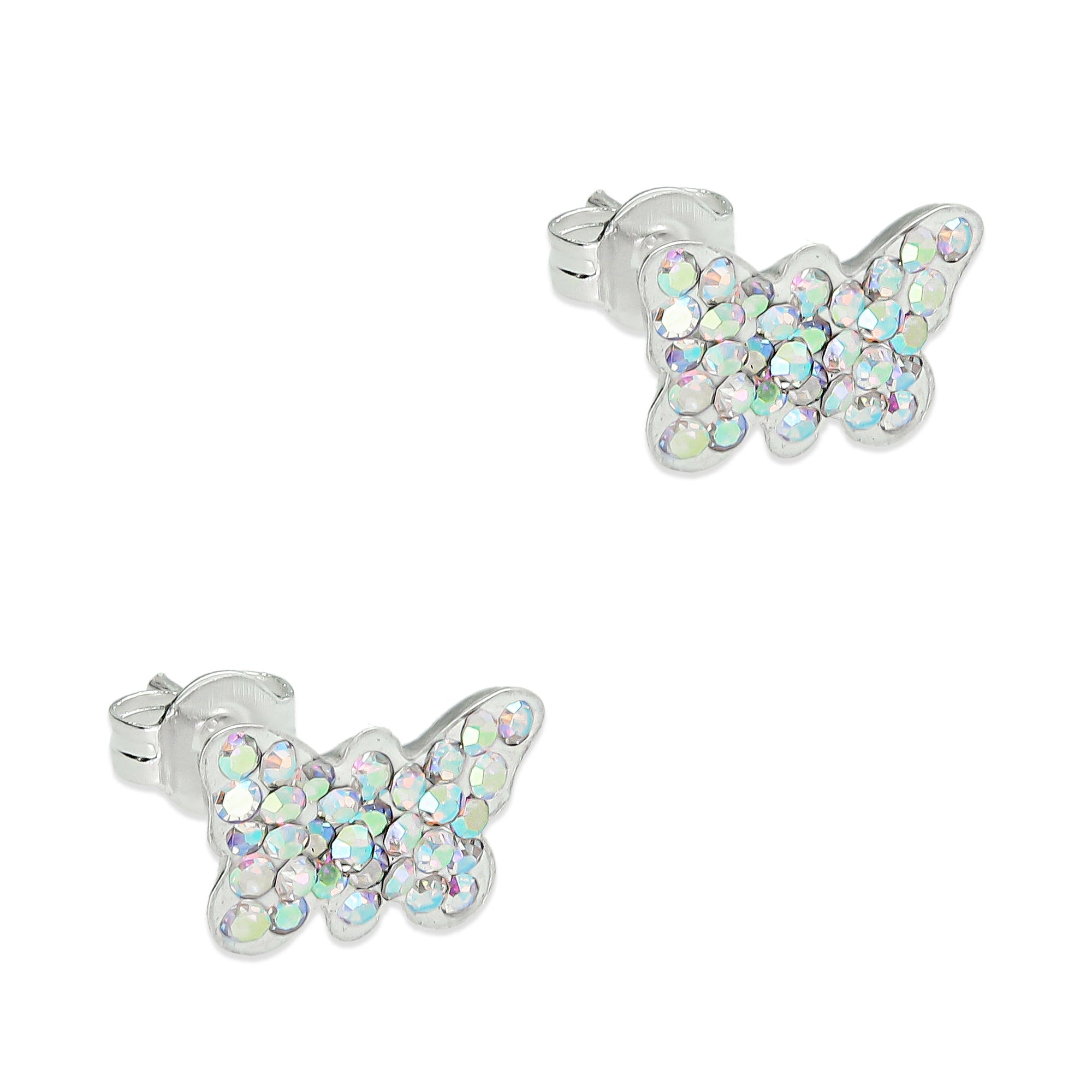LPAP024 Arete Broquel Cristal Tornasol Mariposa Plata Ley .925 Taxco 1353222385