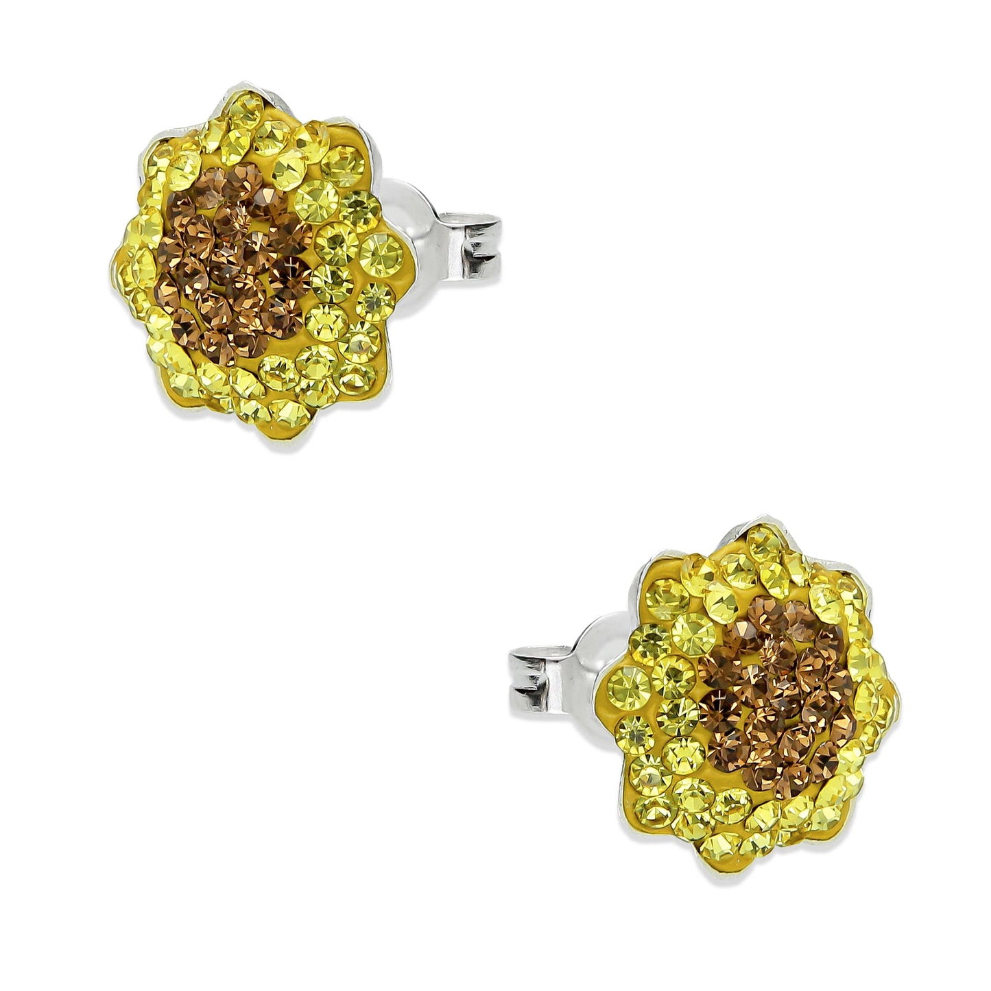 LPAP064  Arete Broquel Girasol OA Cristalitos en Plata .925 Taxco 2018805907