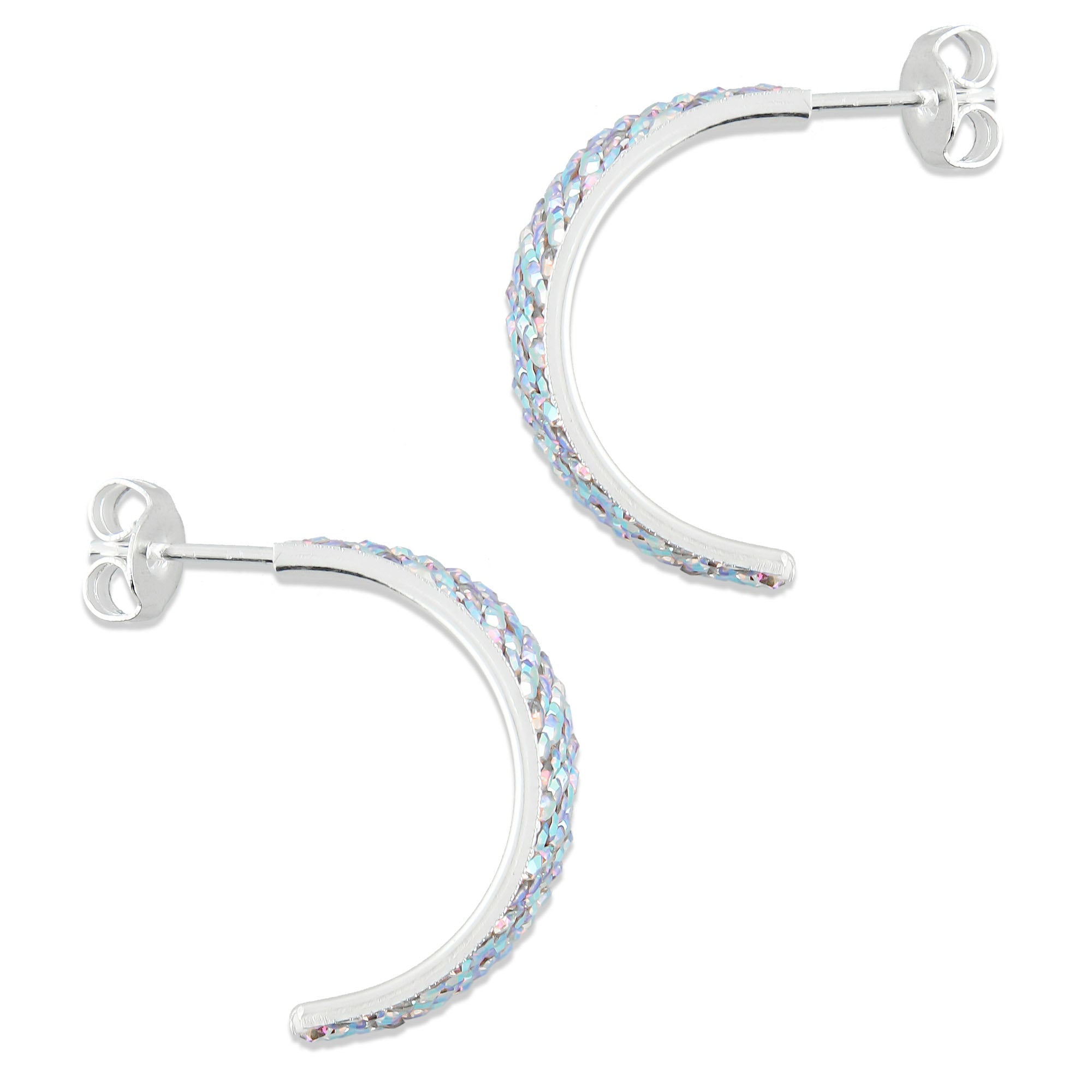LPAP075 Arracada Poste 7 mm Blanca Torna Cristalitos Plata .925 Taxco 2020617965