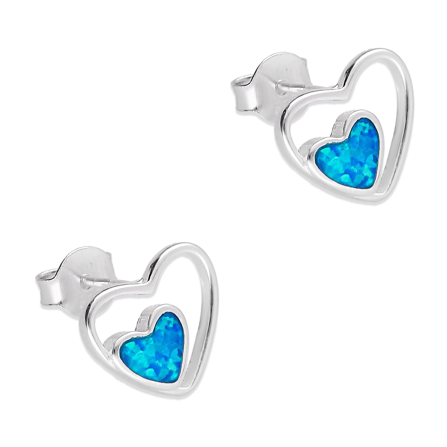 LPAP083 Arete Broquel Corazón Soul Ópalo Azul Plata .925 Taxco 2040155711