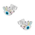LPAP085 Arete Broquel Ojito Turco Pestañas Multi Plata .925 Taxco 3125960324