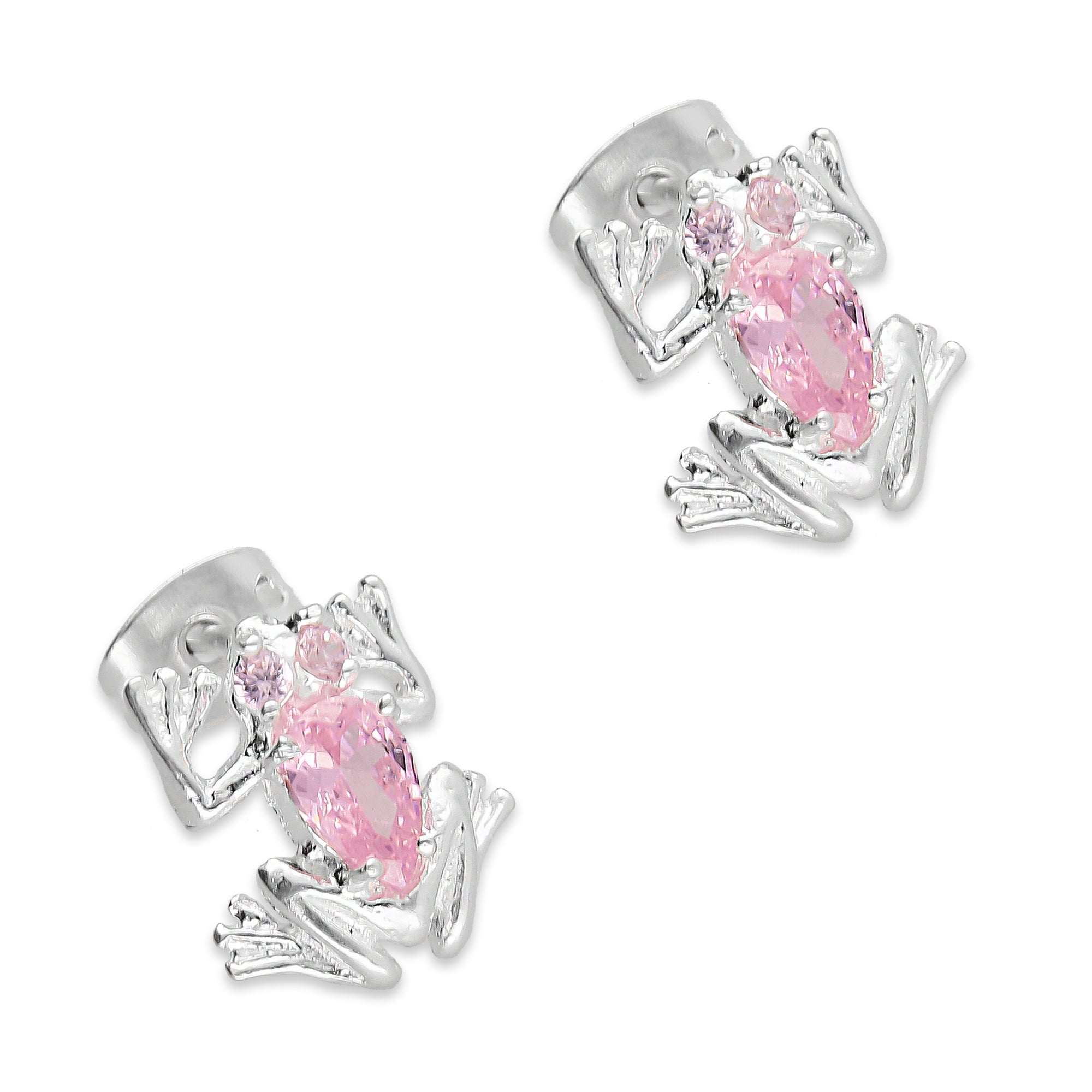 LPAP087 Arete Broquel Ranas Zen ROSA Plata .925 Taxco 3125884714