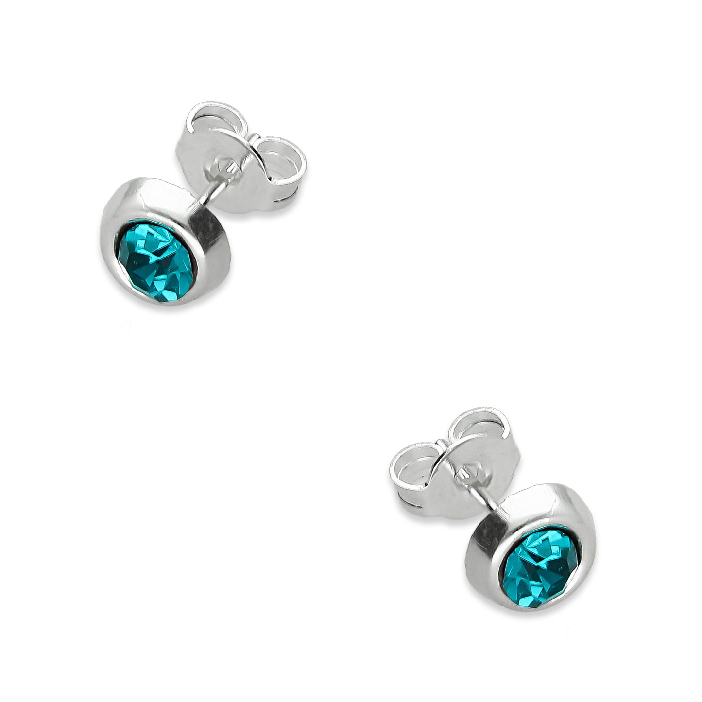 LPAP106 Arete Broquel Papelillo Aqua Marine Bisel Liso Plata .925 Taxco 2090355095