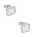 LPAP128 rete Broquel Trébol Blanco Esmalte 11 mm en Plata .925 Taxco
