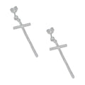 LPAP131 Arete Broquel Cruz Colgante Slim Zirconia en Plata .925 Taxco