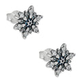 LPAP143 Arete Broquel Copo de NIeve 6 Puntas con Zirconia en Plata .925 Taxco