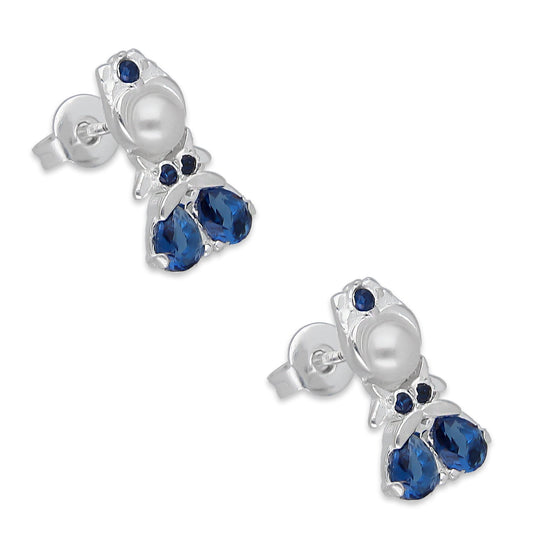 LPAP144 Arete Broquel Princess Mod 1 Cen Azul en Plata .925 Taxco 4685831488