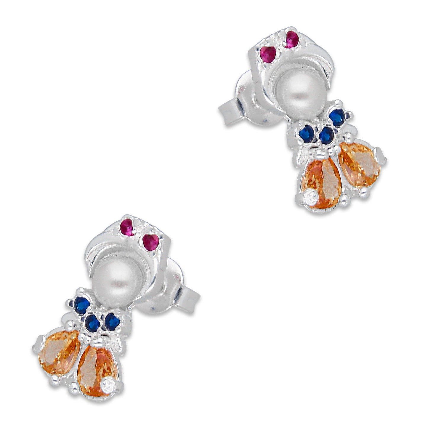 LPAP147 Arete Broquel Princess Mod 4 Blan Multi Plata .925 Taxco 4685780020