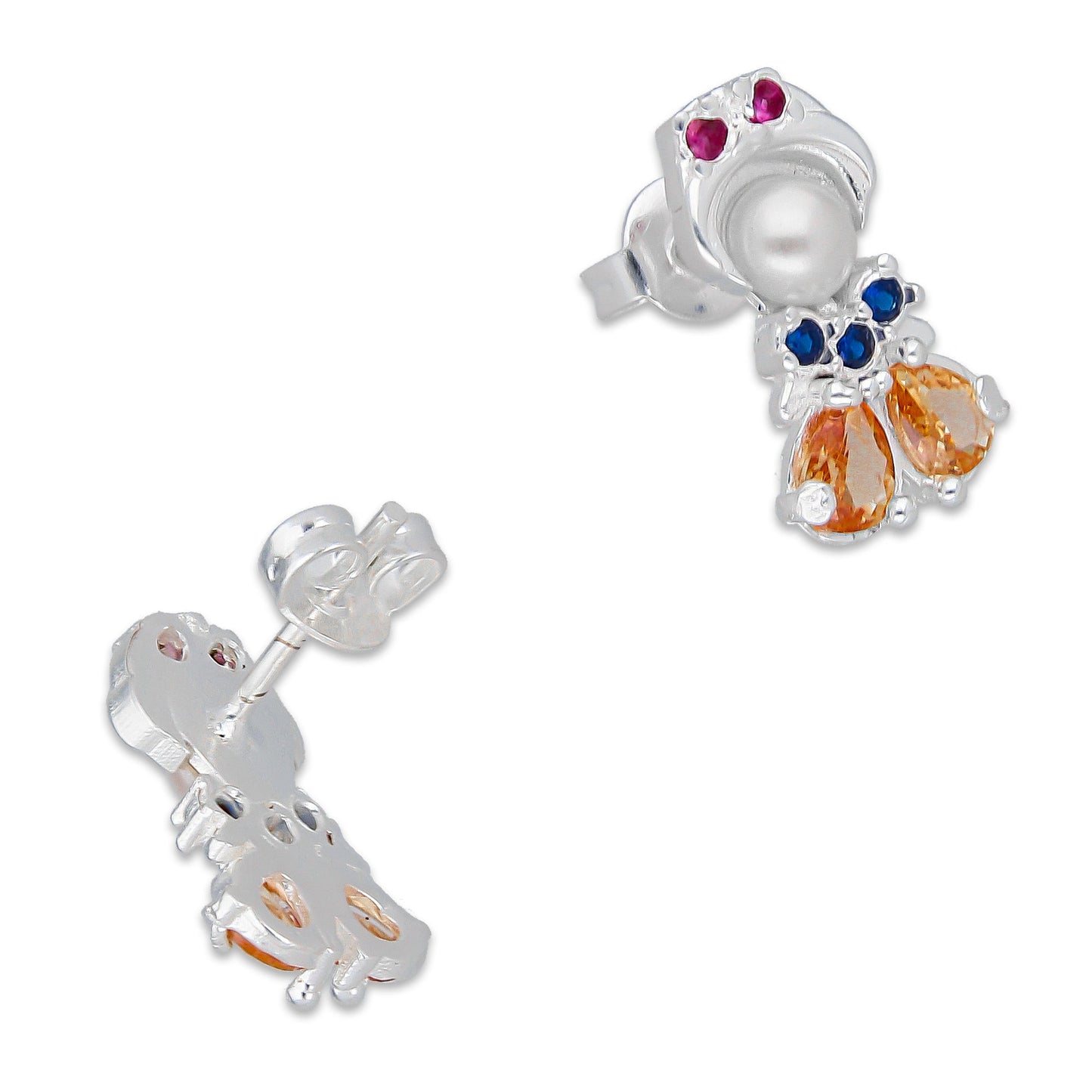 LPAP147 Arete Broquel Princess Mod 4 Blan Multi Plata .925 Taxco 4685780020