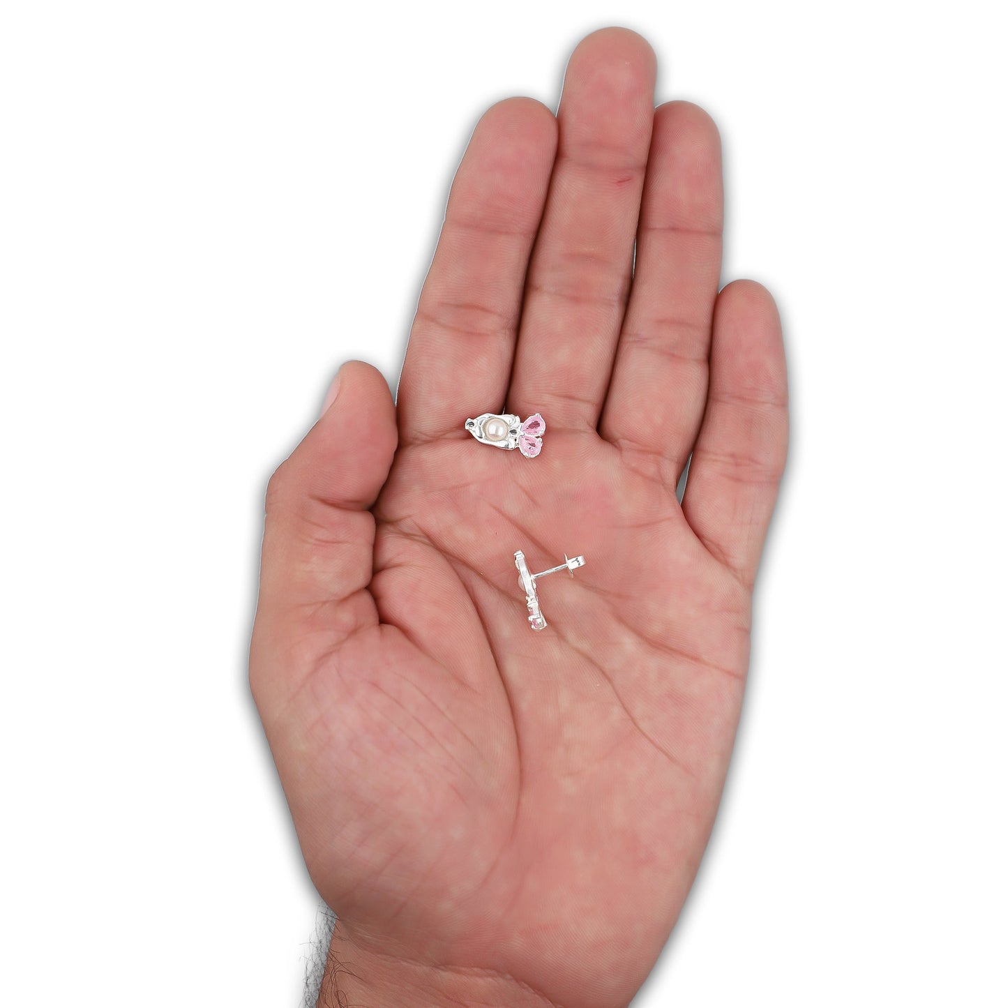 LPAP148 Arete Broquel Princess Mod 5 Au Rosa en Plata .925 Taxco 4685663486