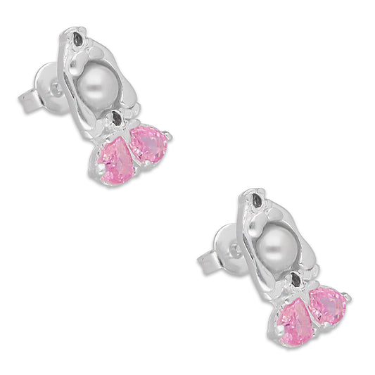 LPAP148 Arete Broquel Princess Mod 5 Au Rosa en Plata .925 Taxco 4685663486