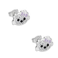 LPYAP002 Arete Broquel Kitty Cubierta de Zirconias en Plata .925