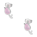 LPYAP003 Arete Broquel Tulipán Rosa en Plata .925 5539541106