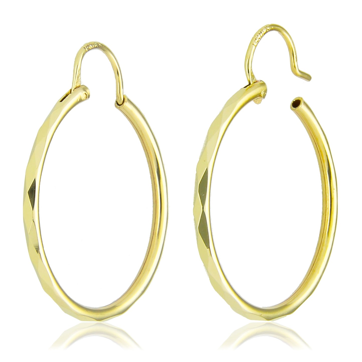 LPAUAR009 Arracadas Facetadas de Oro Sólido 14K Rombo 23 mm Mujer o Niñas 1873604997